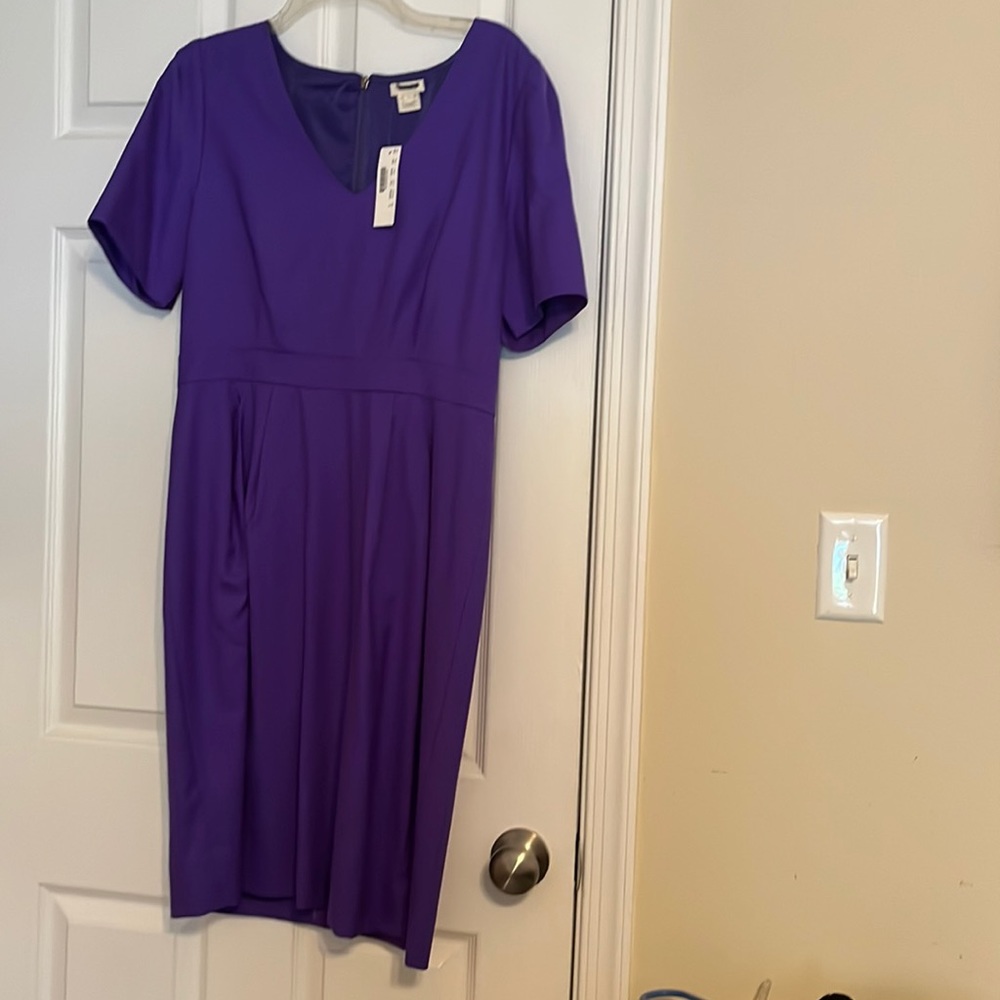 J crew size 10 Super 120s purple dress. New with tag, never worn.